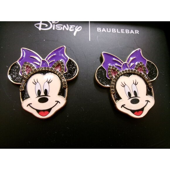 Disney Baublebar Minnie Mouse Halloween Purple Bow Earrings - Picture 1 of 6